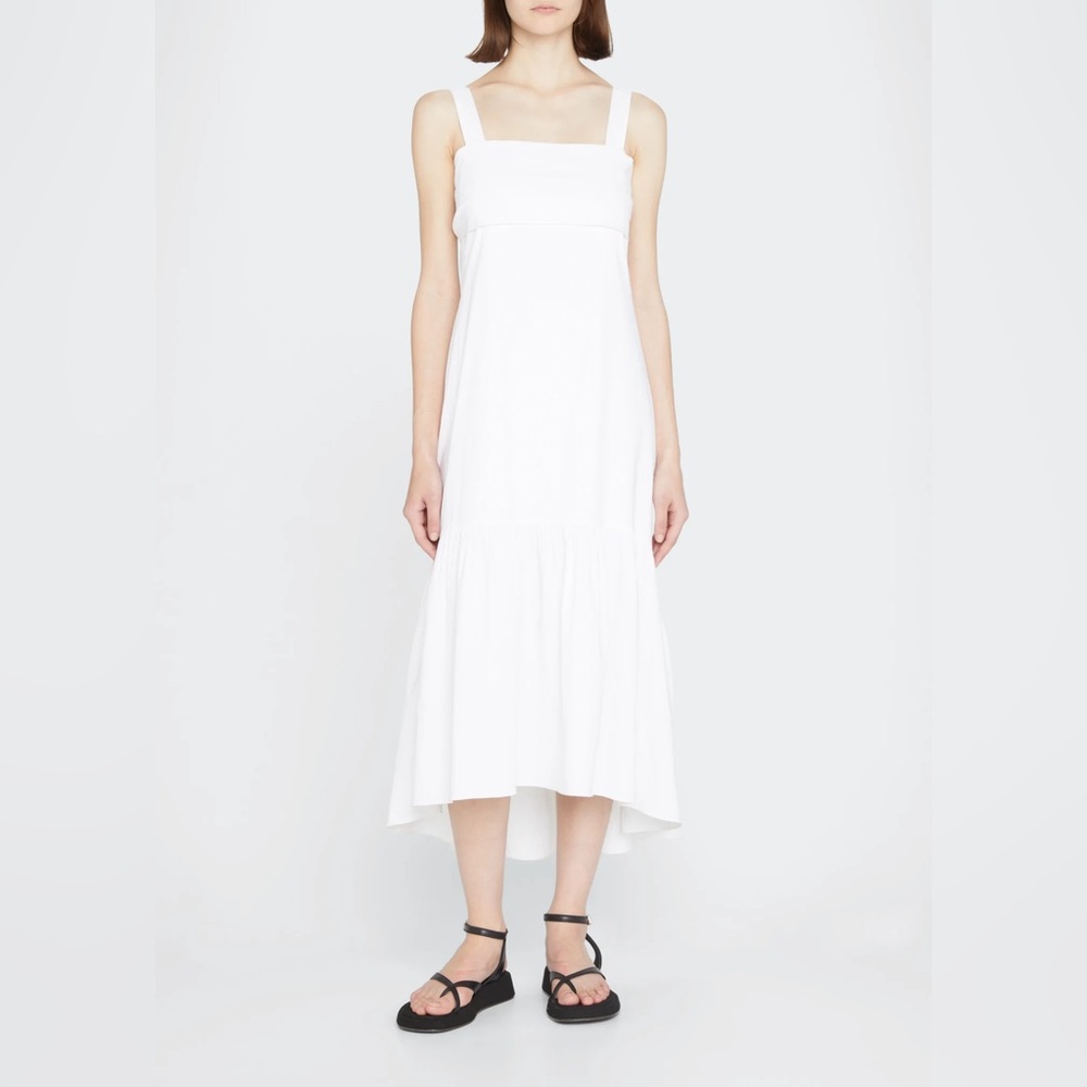 NWT THEORY Ventura Tie Back Stripe Cotton Midi Dress in white - Picture 7 of 9